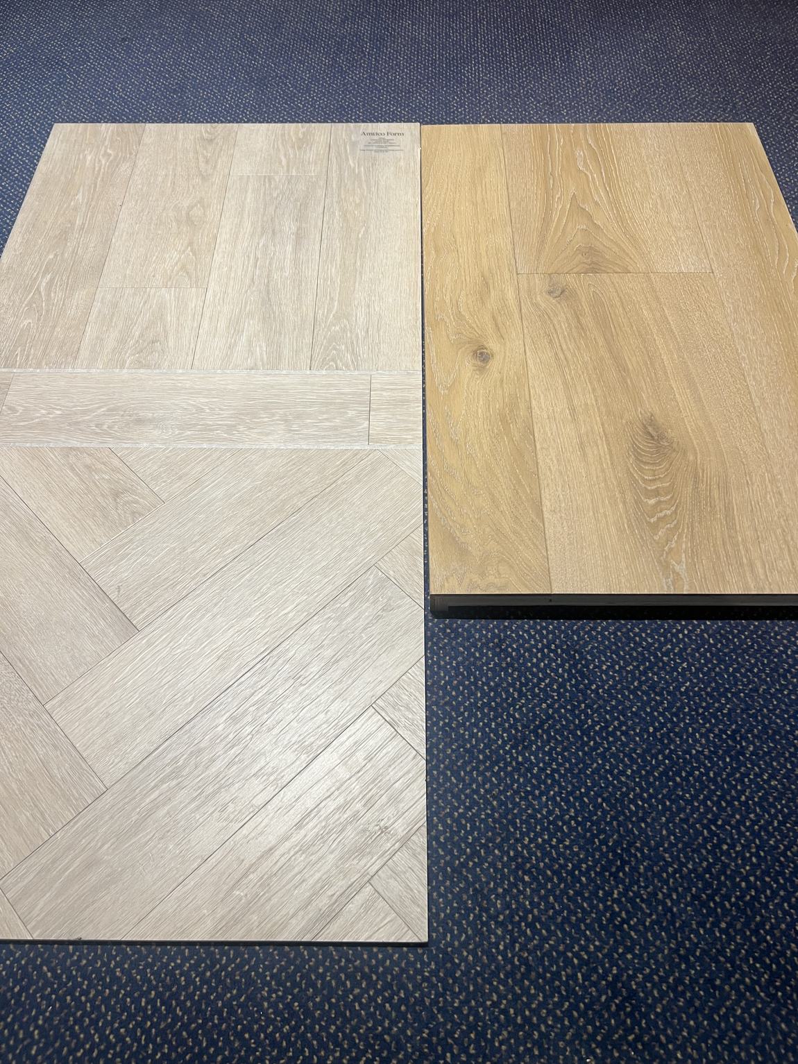 Two engineered oak floor samples